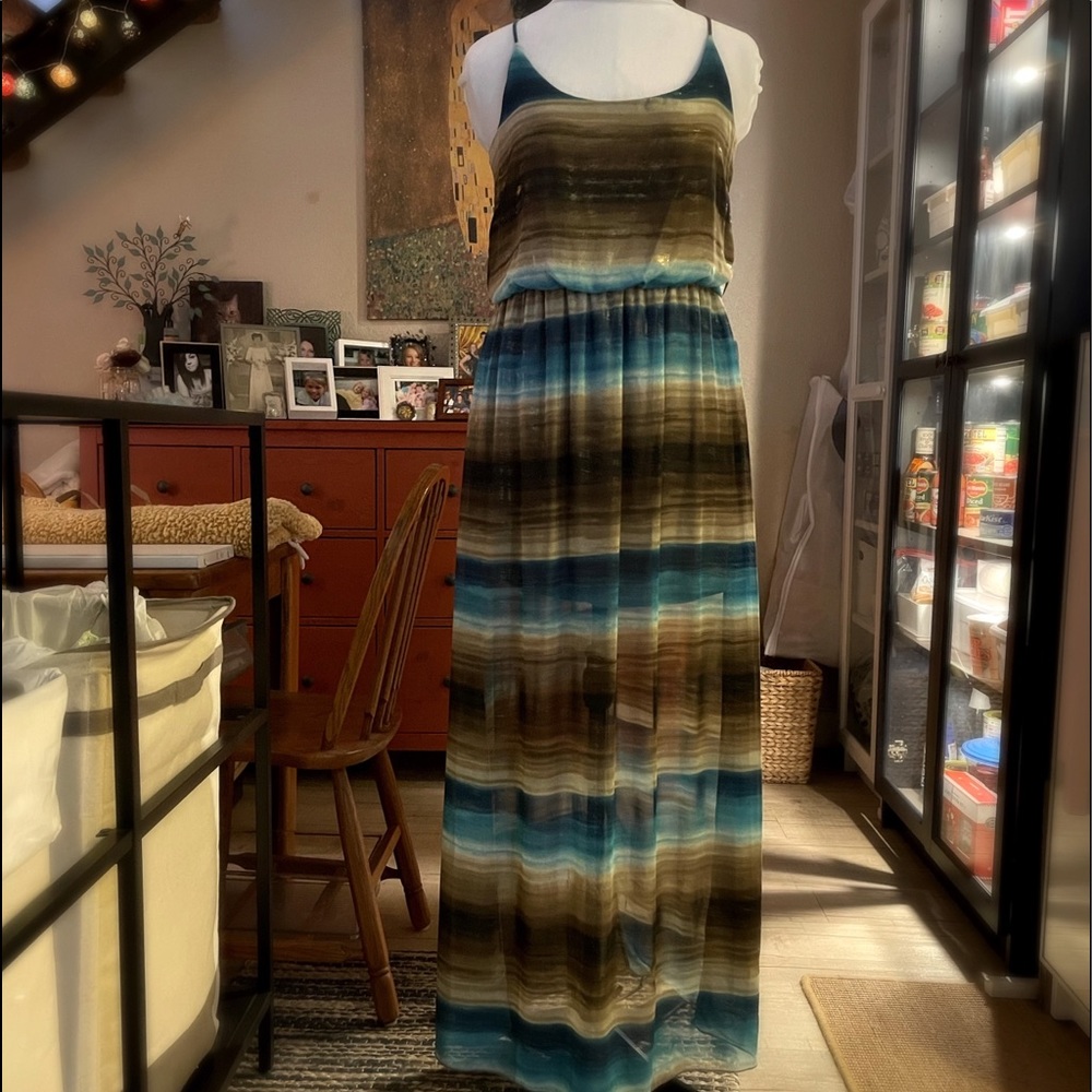 Shimmery Striped Maxi Dress